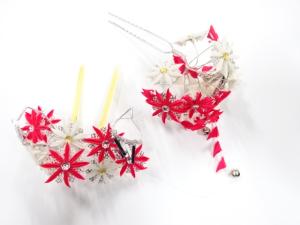 アンティーク　つまみ細工　びらびら髪飾りセット